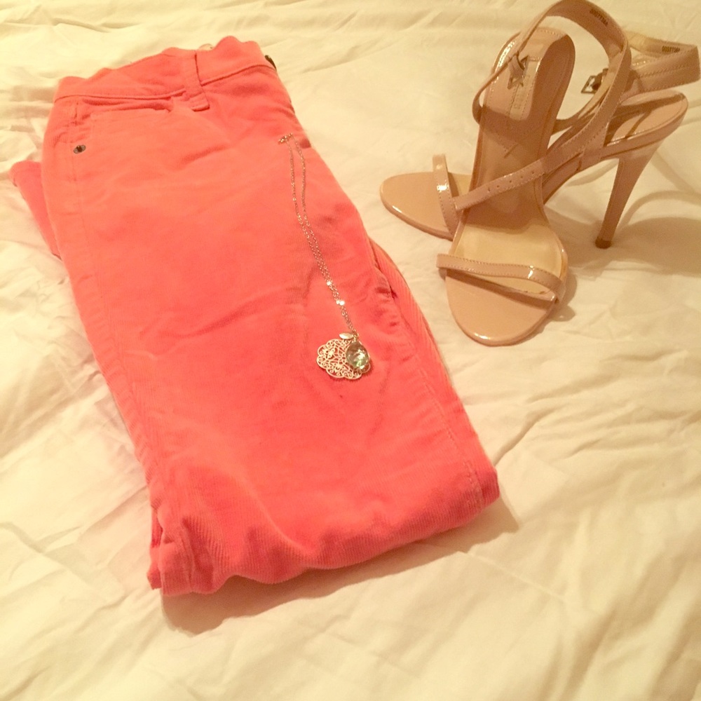 Old navy coral corduroy skinnies